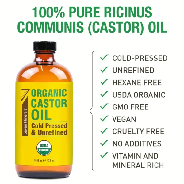Organic Castor Oil - 16oz Amber Bottle