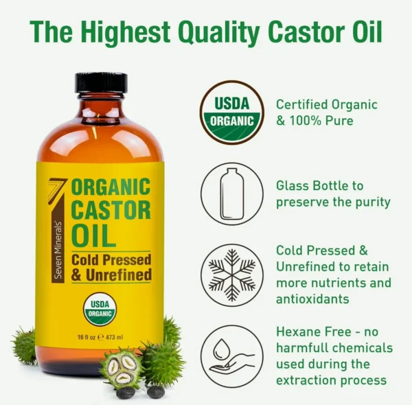Organic Castor Oil - 16oz Amber Bottle