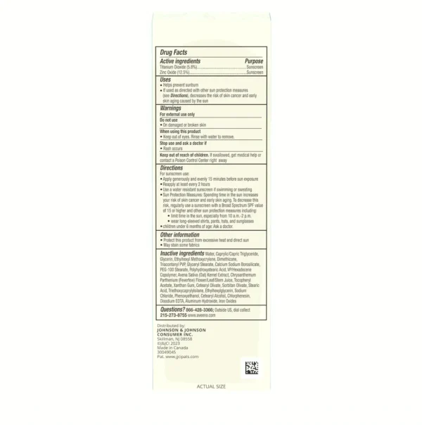 Aveeno Daily Moisturizer with SPF 30 Sunscreen for Sensitive Skin  1.7 Fluid Oz