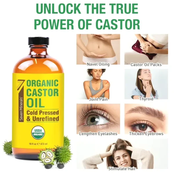 Organic Castor Oil - 16oz Amber Bottle
