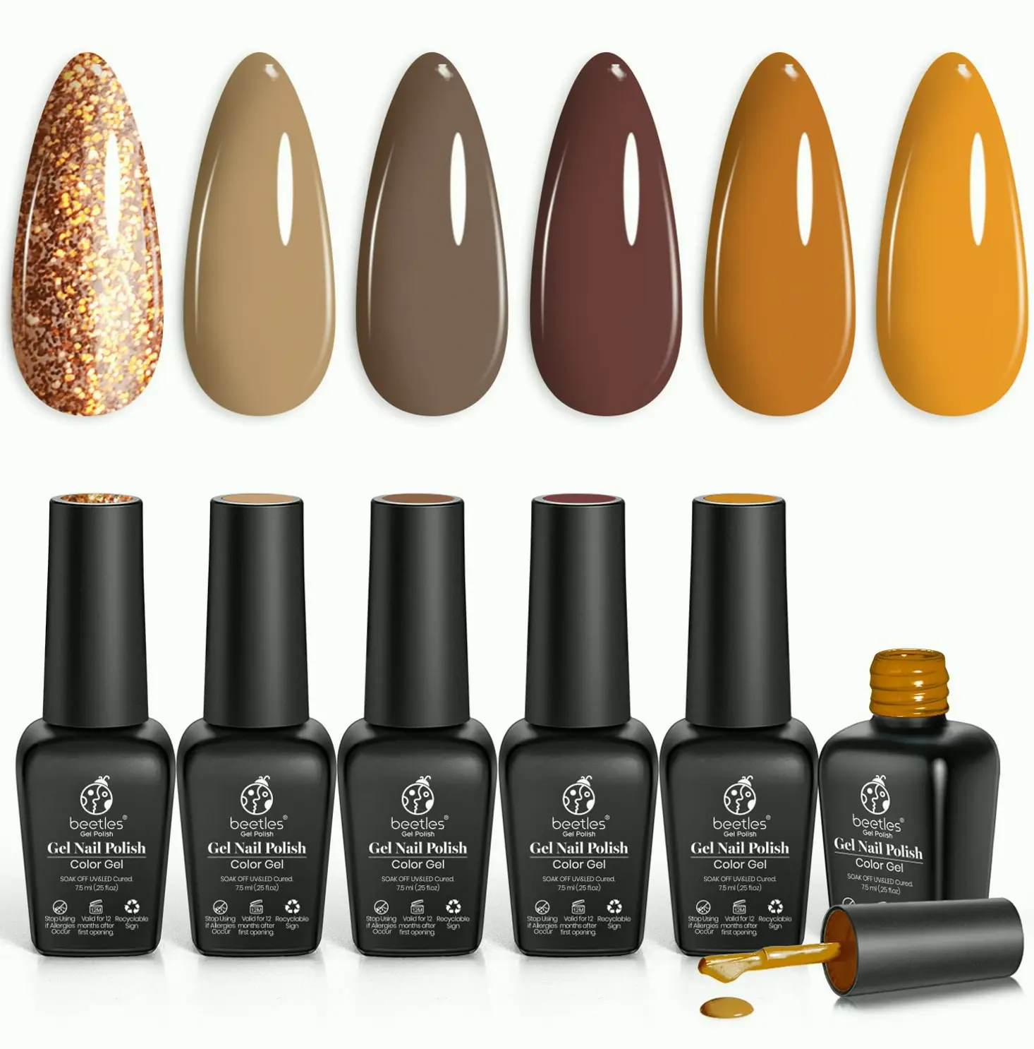 Nail Gel Lacquer Set, Mocha Brown Shades