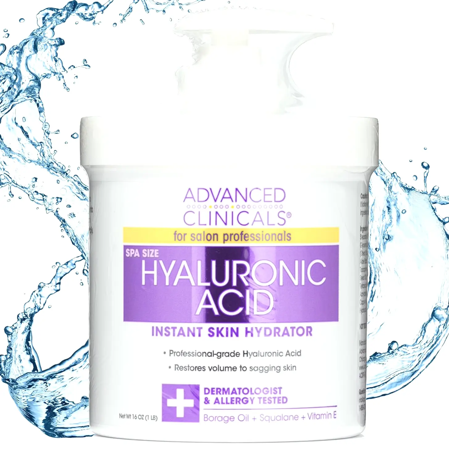 Advanced Medicals Hyaluronic HA Moisturizer & Face Cream, 16 Oz