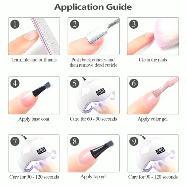 Nude Gel Lacquer Set: 6 Sheer Shades with Silver Pink Sparkle - Small Size