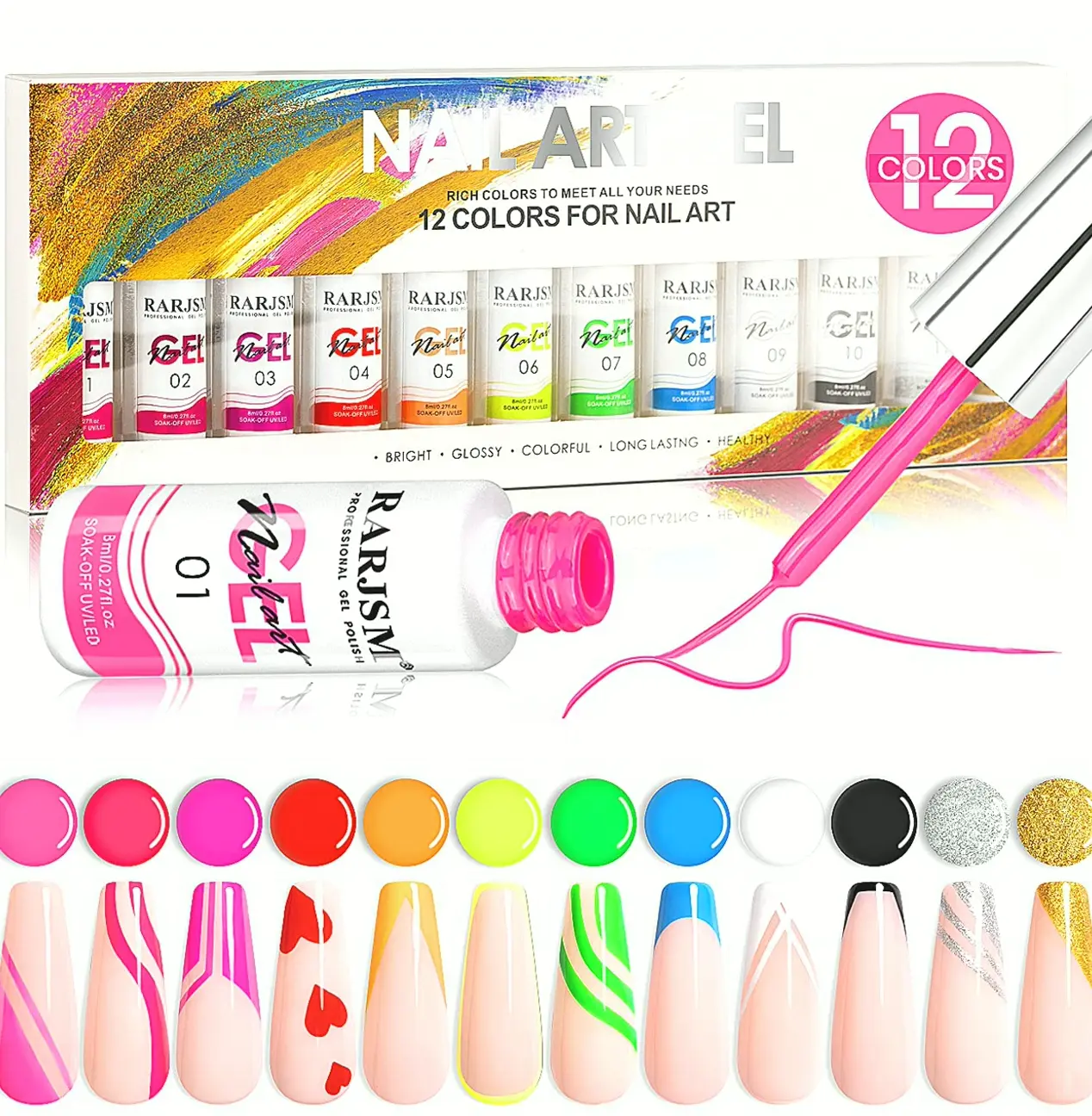 12 Shade Polish Set - Glitter Gold, Manicure DIY