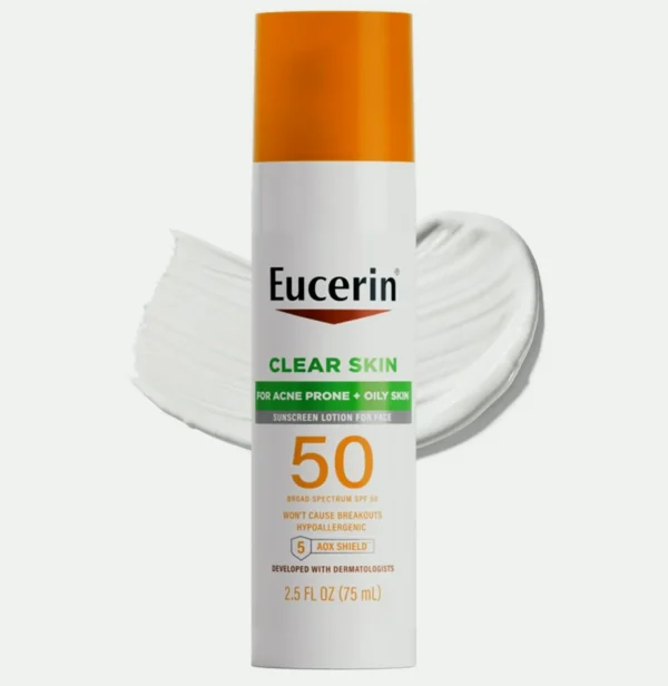 Eucerin Sun Clear Skin SPF 50 Facial Sunscreen, Hypoallergenic