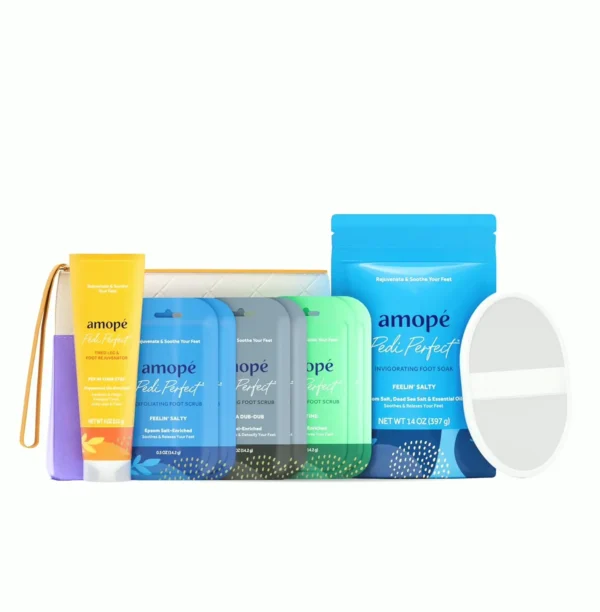 Amope Pampering Kit - Charcoal, Tea Tree, Epsom Salt Scrubs, Foot Soak, Revitalizer