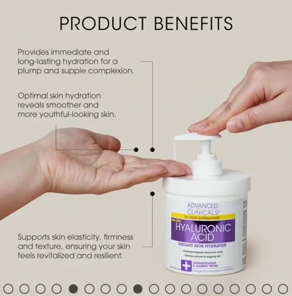 Advanced Medicals Hyaluronic HA Moisturizer & Face Cream, 16 Oz