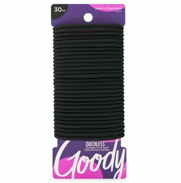 Goodie Ouchless Elastic - 30 Pack, Black - 4MM Regular Hair