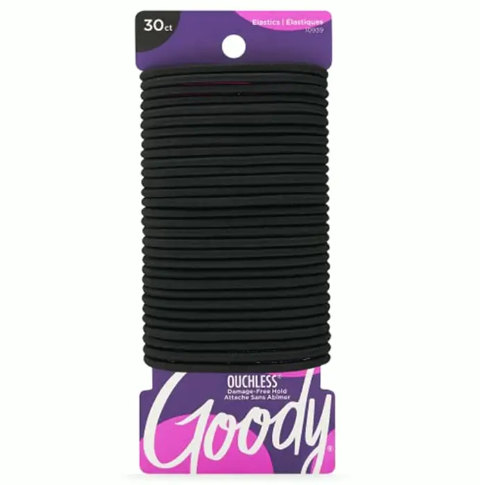 Goodie Ouchless Elastic - 30 Pack, Black - 4MM Regular Hair
