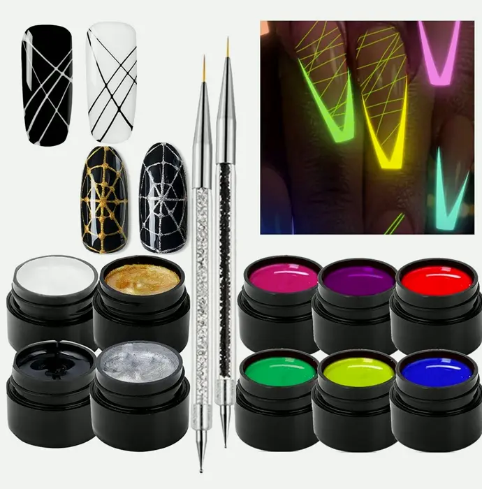 Ten Colors Glow-in-the-dark Web Gel Polish Kit