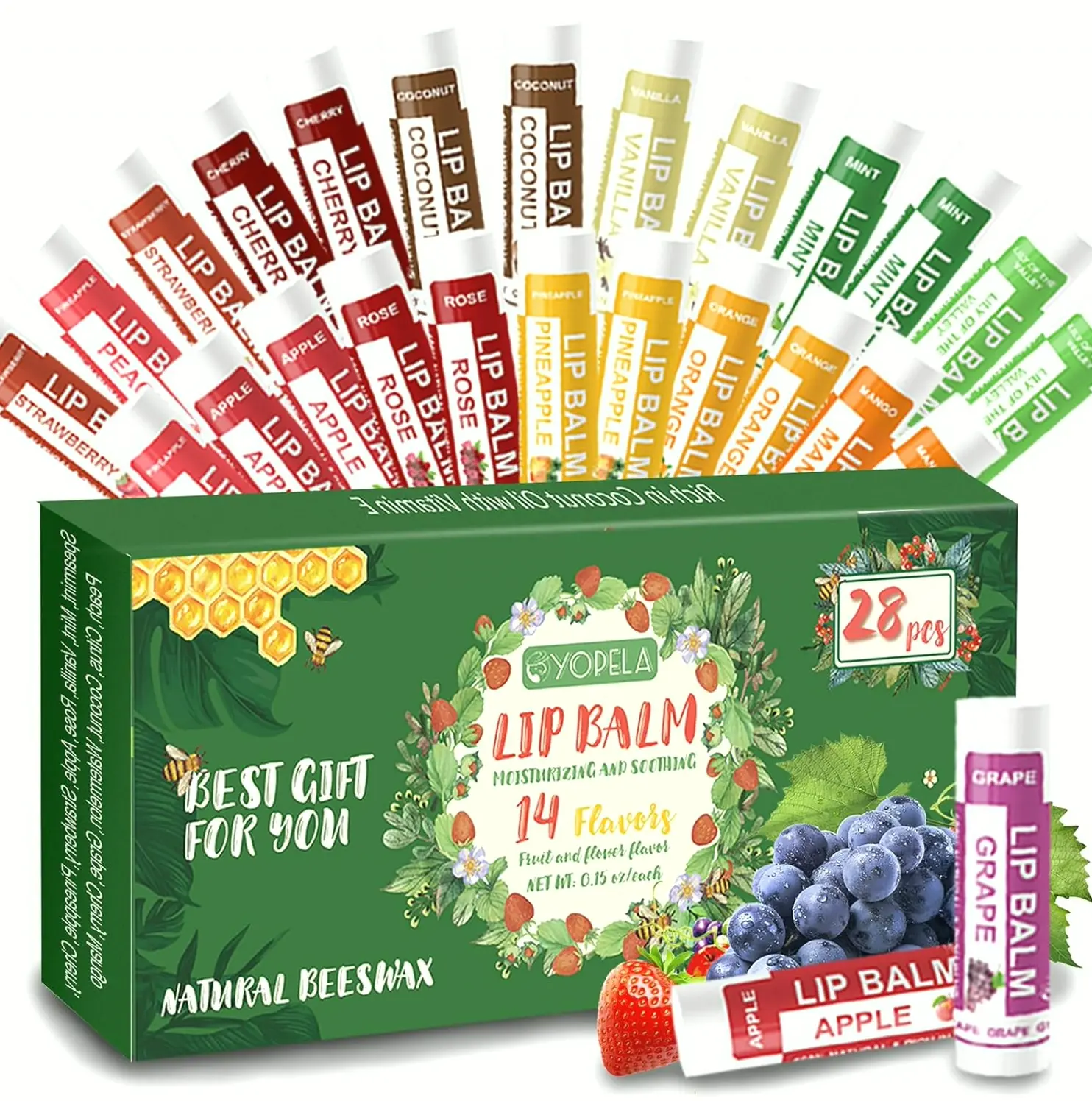 28-Pack Organic Chapstick with Vit E and Coconut Oil