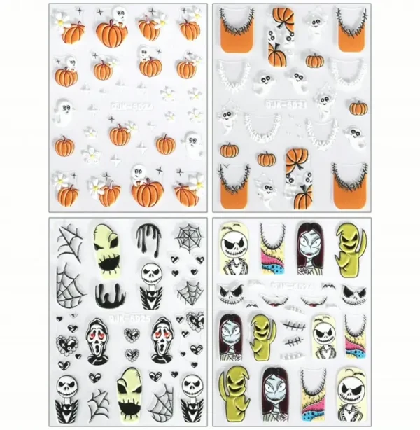 3D Halloween Nail Design Decals - Cute Pumpkins