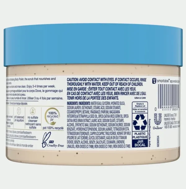 Dove Exfoliating Body Polish - Macadamia & Rice Milk, 10.5oz, 4 Count