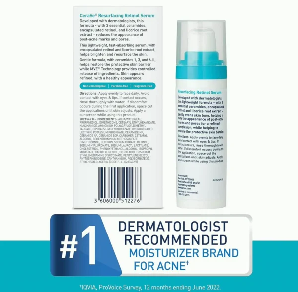 CeraVe Retinol Serum for Marks and Smoothness | Pore Minimizing and Brightening | Fragrance Free