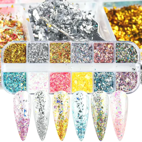 Distinct Nail Foil Pieces Glitter