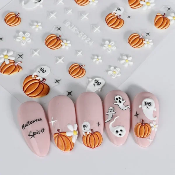 3D Halloween Nail Design Decals - Cute Pumpkins