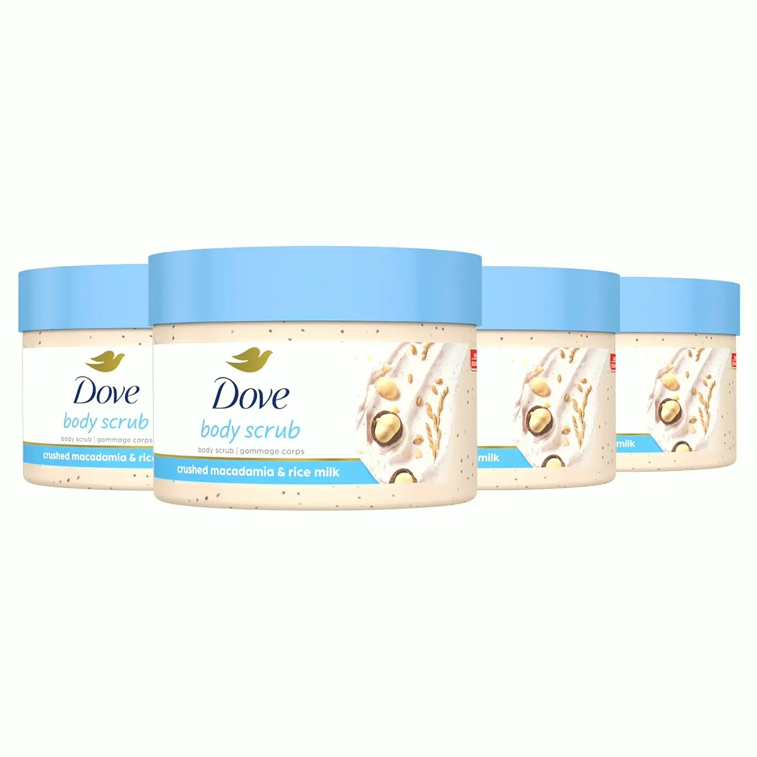 Dove Exfoliating Body Polish - Macadamia & Rice Milk, 10.5oz, 4 Count