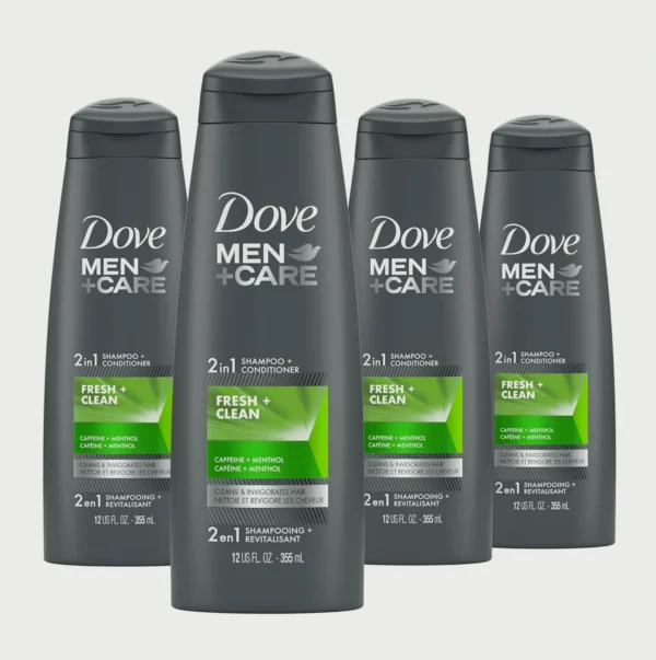 Dove + Care Dual-Purpose Shampoo & Conditioner, Clean, 12 oz 4 Pack