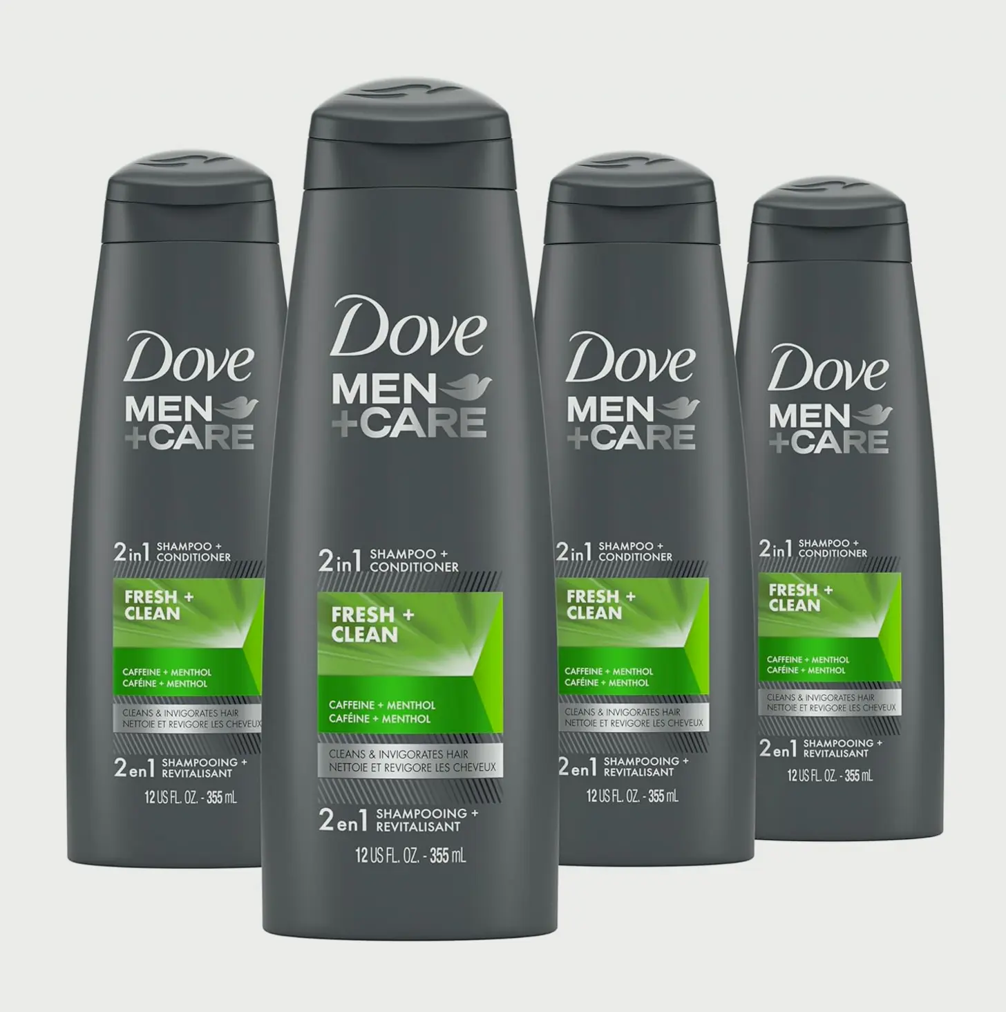 Dove + Care Dual-Purpose Shampoo & Conditioner, Clean, 12 oz 4 Pack
