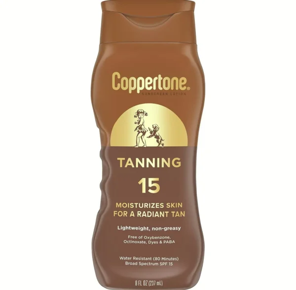 Coppertone Tanning Sunblock Lotion, H2O Proof Skin SPF 15, Eight Ounce Bottle