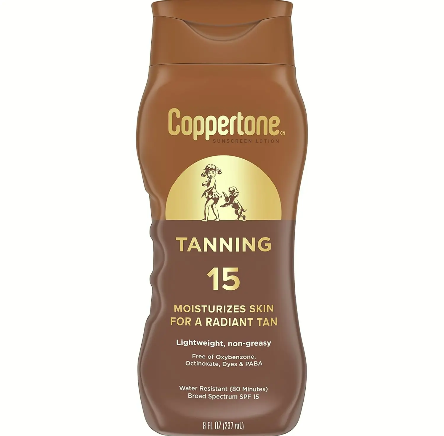 Coppertone Tanning Sunblock Lotion, H2O Proof Skin SPF 15, Eight Ounce Bottle