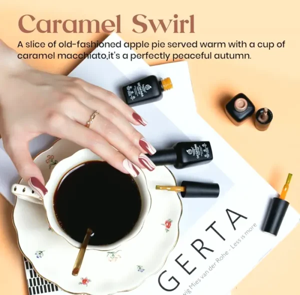 Nail Gel Lacquer Set, Mocha Brown Shades