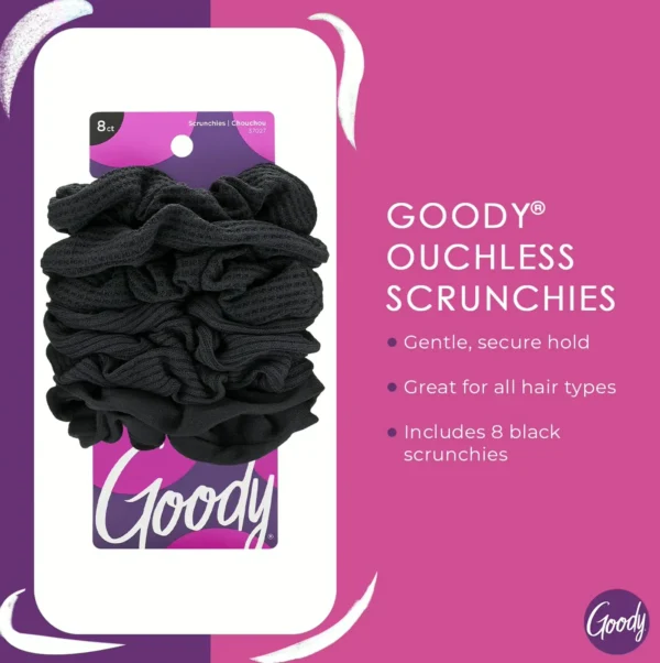 Ladies' Ouchless Hair Ties - Set of 8 Black Pieces