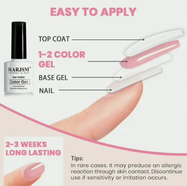 Nude Gel Lacquer Set: 6 Sheer Shades with Silver Pink Sparkle - Small Size