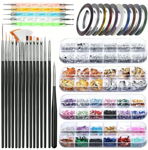 Youthful Manicure Set with Brushes & Decorations