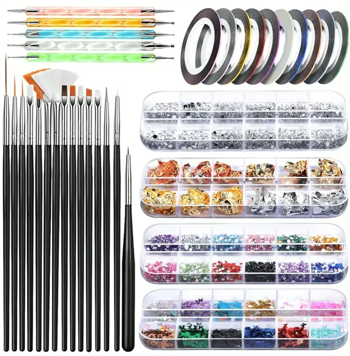 Youthful Manicure Set with Brushes & Decorations